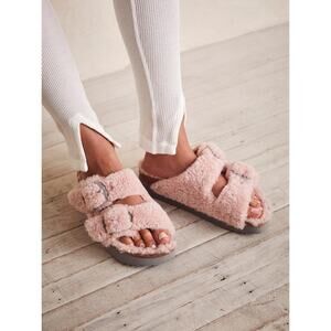 Birkenstocks Papillio Arizona Teddy Shearling Crystal Rose Pink Sandals 36EU